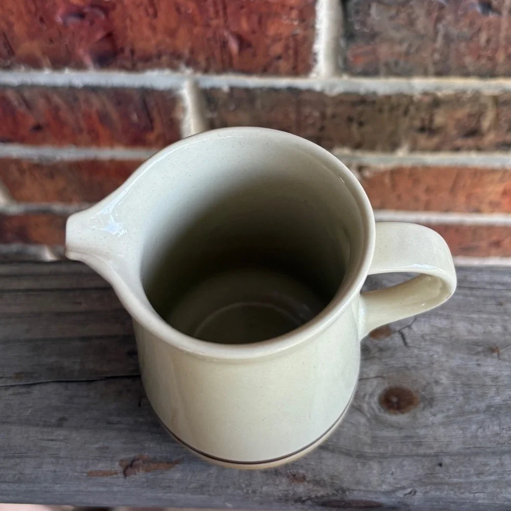 Vintage 1970s Stonecrest JI Sandpebbles Brown Creamer Pitcher Striped Korea 4
